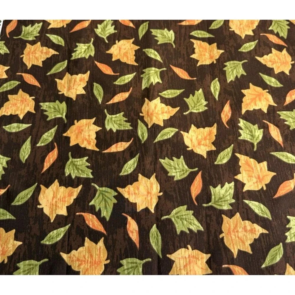 Fall Fabric Autumn Fall Leaves on Tree Bark Quilting Cotton Sewing Brown BTY